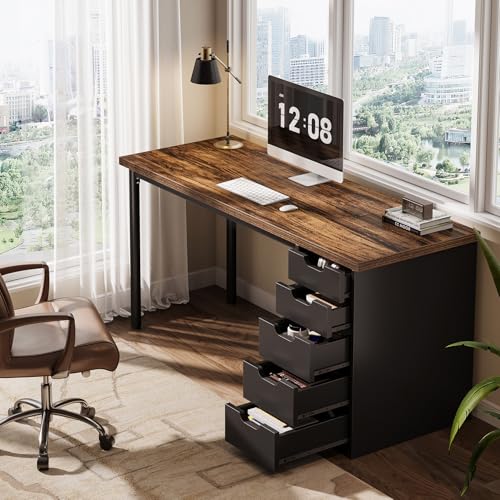 47 Inch Computer Desk with 5 Drawers, view 5