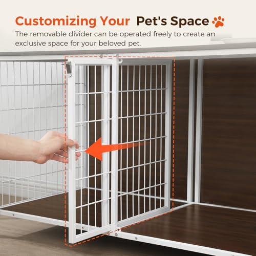 Dog Crate Furniture for 2 Dogs, 43.3" Dog Kennel with Removable Divider, view 6