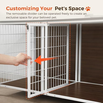 Dog Crate Furniture for 2 Dogs, 43.3" Dog Kennel with Removable Divider, view 6
