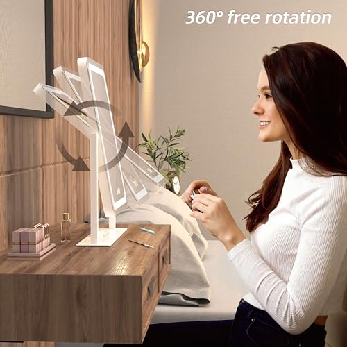 Vanity Mirror with Lights,13.1"×16.7"LED Makeup Mirror,Lighted Makeup Mirror with Lights, Smart Touch Control Dimmable 3 Modes Light, Lighted Up Mirror for Makeup Desk, Bedroom, Dressing Room