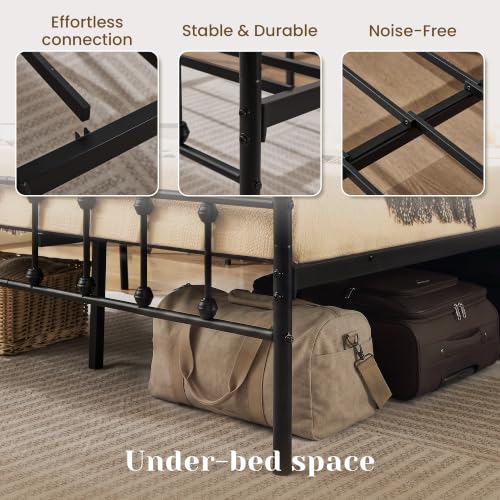 Vintage Full Metal Platform Bed Frame with Headboard and Footboard, view 5
