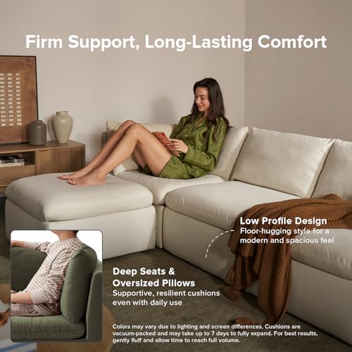 Oversized Modular Sectional Sofa with Fully Removable Covers and Storage, Convertible U, L-Shaped and Sleeper Sectional, Modern Couches with Ottoman Chaise (Olive Green Velvet, 4 Seats, L)
