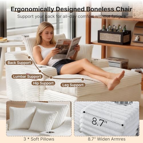 Oversized Chaise Lounge Chair Indoor, Upholstered Sleeper Sofa Bed, view 4