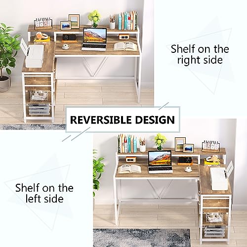 Tribesigns L Shaped Desk with Drawers and Monitor Stand, view 5
