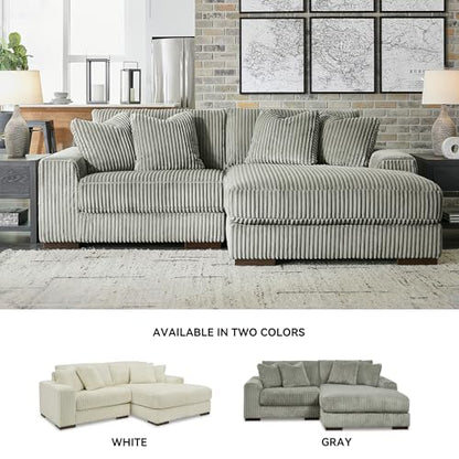 Signature Design by Ashley Lindyn 99-Inch L-Shaped Sectional Couch, Fog Gray, Plush Reversible Cushions, Durable Reinforced Engineered Wood and Wood Frame, Living Room Furniture