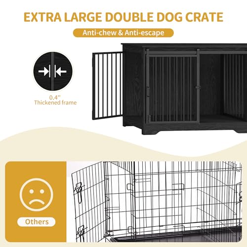 77.6" Double Dog Crate Furniture, Dog Crates for 2 Dogs, view 7