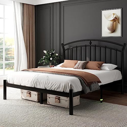 Full Black Bed Frame, Heavy-Duty Metal Bed Frame with 13 Hardened Steel Slats, view 4