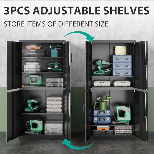 Metal Storage Cabinet with 3 Adjustable Shelves and 4 Doors, view 5