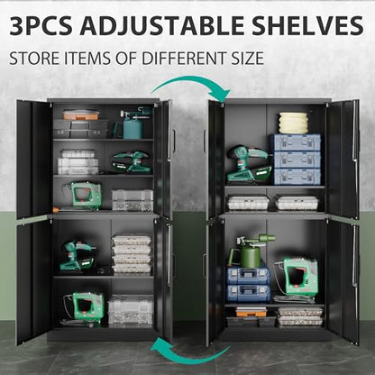Metal Storage Cabinet with 3 Adjustable Shelves and 4 Doors, view 5
