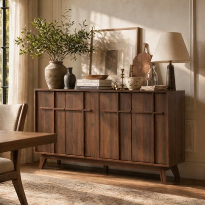 59" Sideboard Buffet Cabinet with Storage, Modern Credenza, Brown, view 5