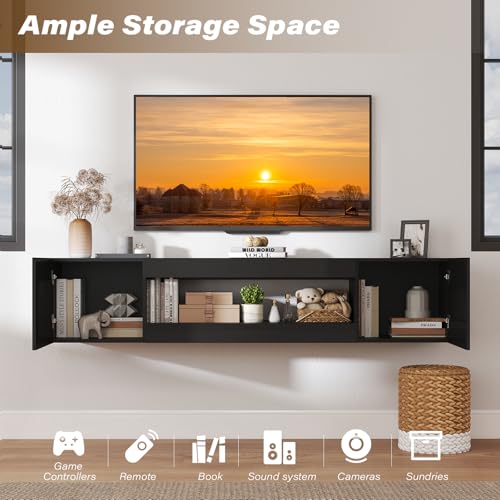70" Floating TV Stand Wall Mounted with Storage for TVs Up to 80", view 4