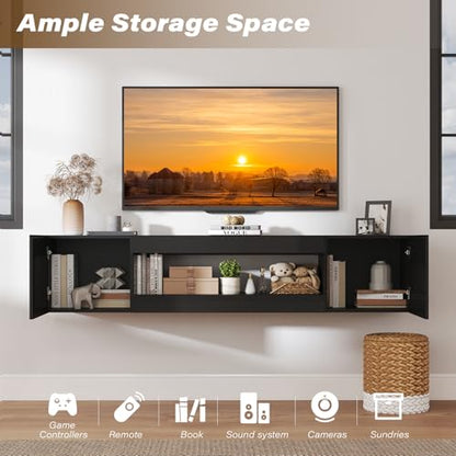70" Floating TV Stand Wall Mounted with Storage for TVs Up to 80", view 4