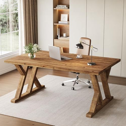 63" Solid Wood Executive Desk for Home Office, view 4