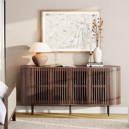 64.4" Fluted TV Stand, Wood Entertainment Center for TVs Up to 70 inches, view 4