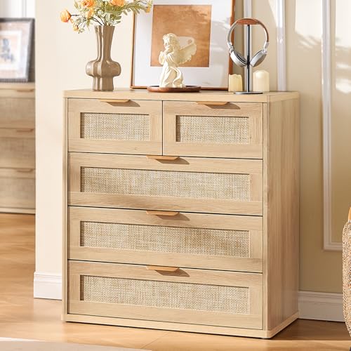 Rattan Dresser for Bedroom, 33.5" Small Chest of Drawers, view 7