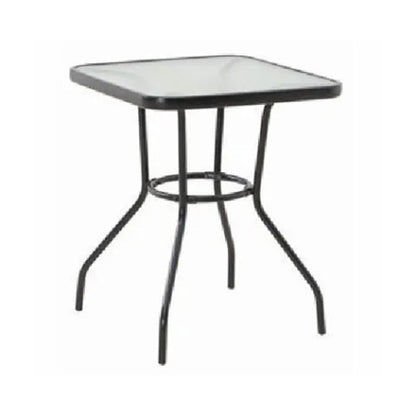 Sunny Isles 24 Inch Outdoor Patio Bistro Dining Table Backyard Squared Furniture with Tempered Glass Tabletop, Black