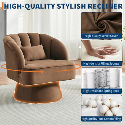 Swivel Accent Chair with Armrests, 360° Mid Century Modern Swivel Barrel Chair, view 5