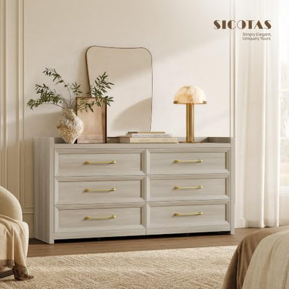 6 Drawer Dresser for Bedroom-56.4" Extra-Wide Wood Chest of Drawers, view 3