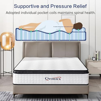 12 Inch Queen New Hybrid Mattress, Medium Firm, Reinforced Edge, view 7