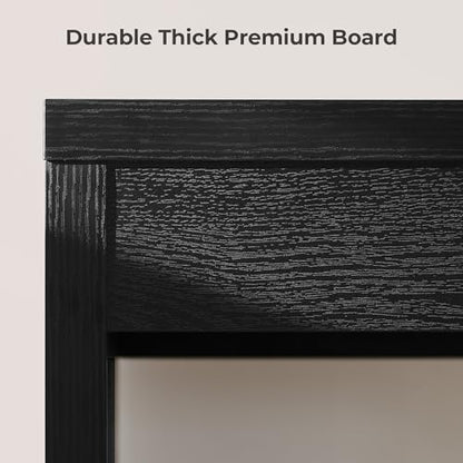 Home Office Executive Desk - 47-Inch Computer Desk with Drawer, Farmhouse Writing Study Desk with Storage,Boho Makeup Vanity Table for Bedroom (Black Oak, 2 Pieces)