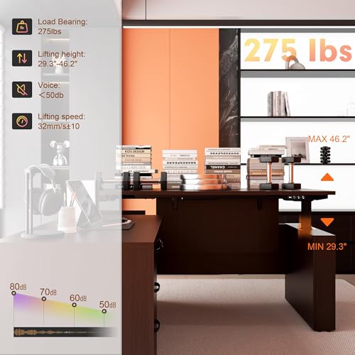 66.93" L Shaped Executive Standing Desk with Lockable Cabinet, view 7