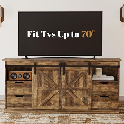 58" Farmhouse TV Stand for TVs up to 65", 4 Drawers, Barnwood, view 8