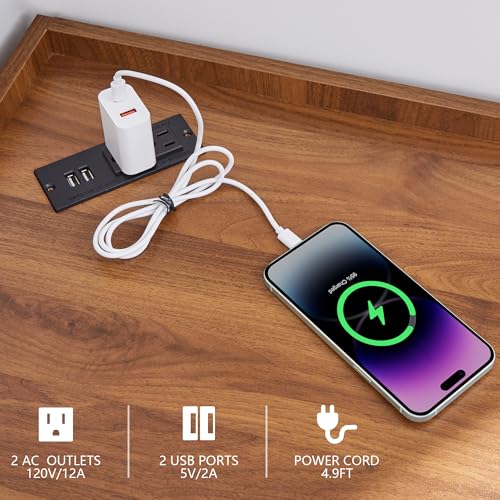 Corner Record Player Stand with Charging Station & USB Ports, view 5