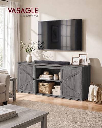 Farmhouse TV Stand for 65'' TV, Media Console, Sliding Barn Doors, view 4