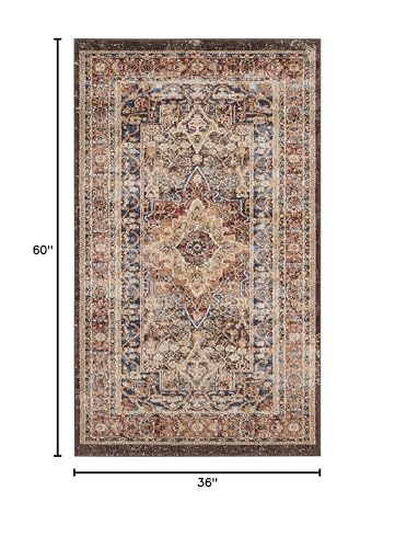 SAFAVIEH Bijar Collection Accent Rug - 3' x 5', Brown & Rust, Traditional Oriental Distressed Design, Non-Shedding & Easy Care, Ideal for High Traffic Areas in Entryway, Living Room, Bedroom (BIJ652D)