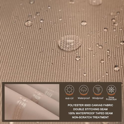 Rectangular Patio Heavy Duty Table Cover - 600D Tough Canvas Waterproof Outdoor Dining Table and Chairs General Purpose Furniture Cover Size 88L x 62W x 28H inch