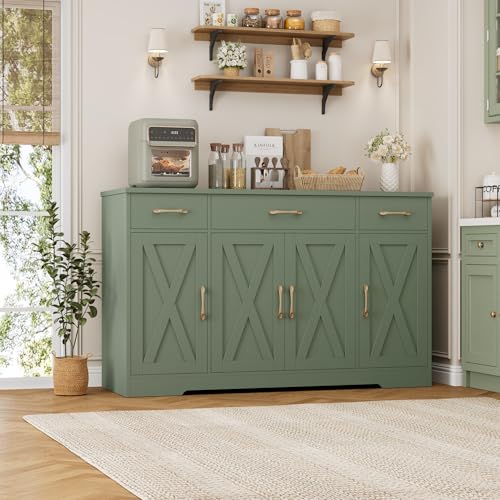 Kitchen Buffet Sideboard Storage Cabinet, Coffee Bar Cabinet, Green, view 6