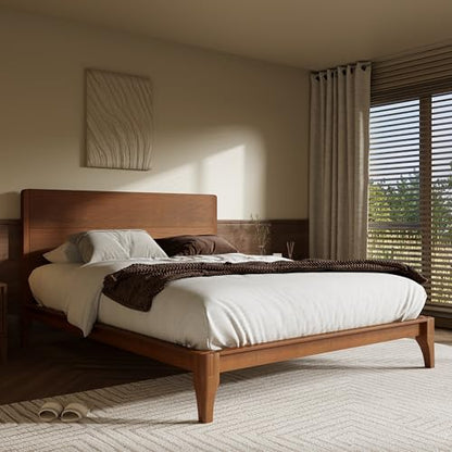 Queen Bamboo Platform Bed with Brown Headboard, view 5