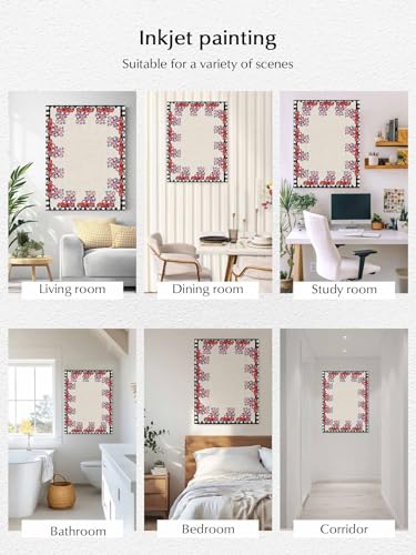 NuYeBiofx USA Flag Red Truck Canvas Wall Art Prints,48"x32" Framed Picture Artwork Farmhouse Retro Linen Buffalo Plaid Printed Canvas Oil Painting for Living Room Bedroom Office,Ready to Hang
