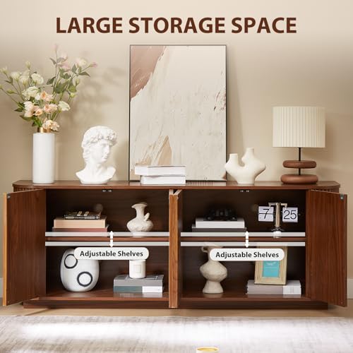 64'' Sideboard Buffet Cabinet, Wood Entertainment Center Modern TV Stand, view 5