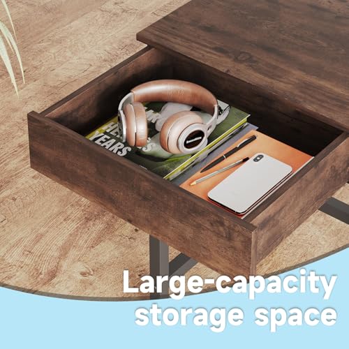 Small Desk with 2 Wooden Drawers, 40 Inch Home Office Writing Desk, view 6