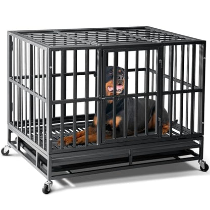 38 Inch Heavy Duty Dog Crate,Upgraded Reinforced Baseplate, view 2
