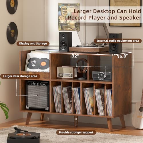Large 48'' Record Player Stand with Display Area, view 6