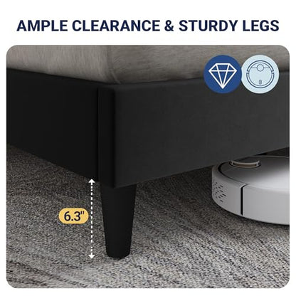 King Size Bed Frame with Storage Headboard & Smart Charging Station, view 6