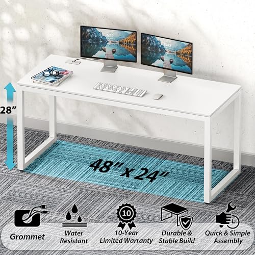 48-Inch Commercial-Grade Office Computer Desk, White