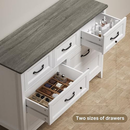 White Dresser for Bedroom with 7 Drawers, 47" W Chests of Drawers, view 5