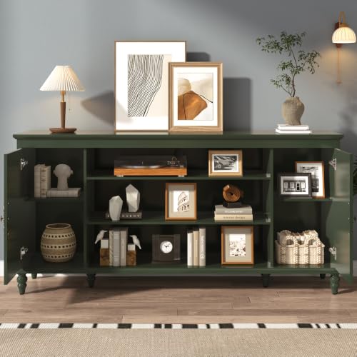 70" TV Stands for Living Room, Farmhouse TV Console, Vintage Green, view 4