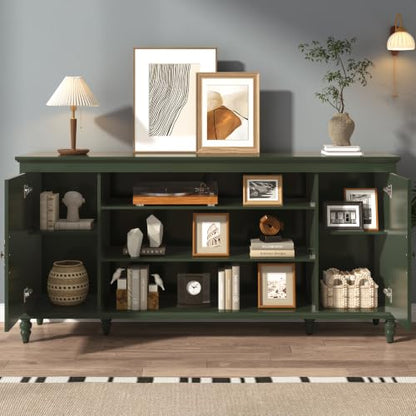 70" TV Stands for Living Room, Farmhouse TV Console, Vintage Green, view 4