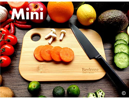 2 PCs Berkvee Small FSC-CERTIFIED Bamboo Wood Cutting Board Set – Mini, view 3