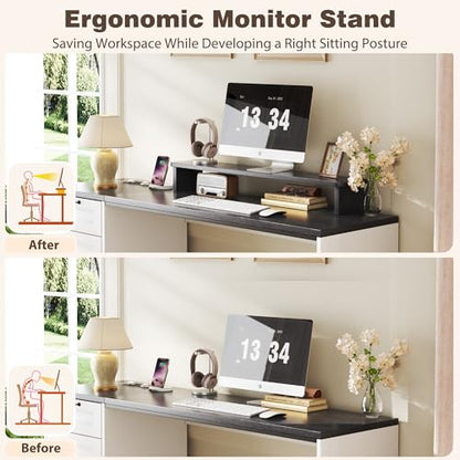 63" Farmhouse Executive Desk with Drawers, view 6