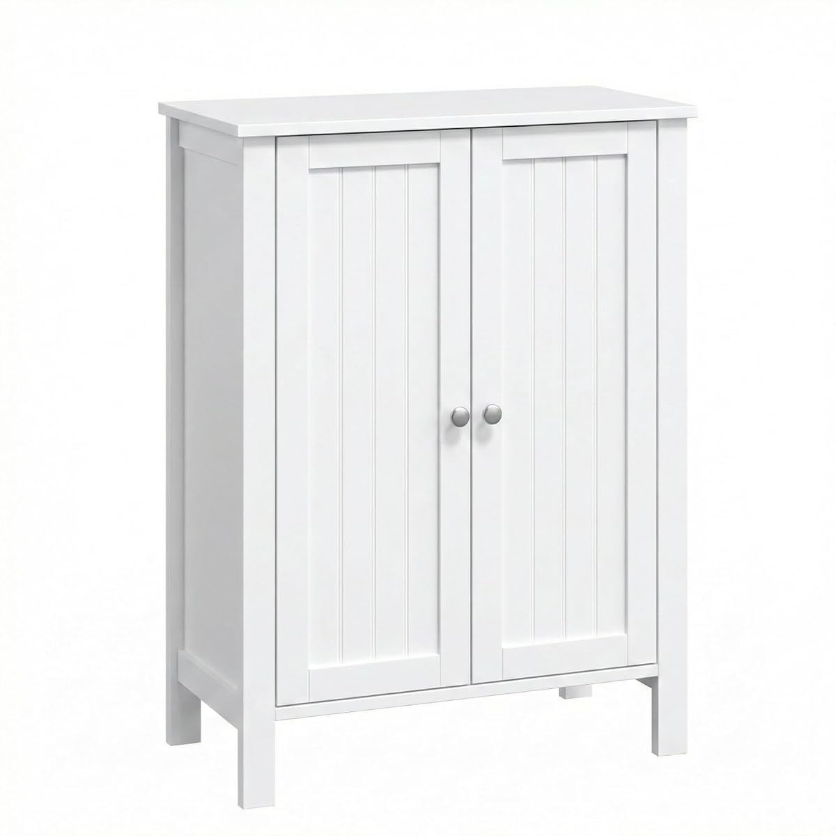 Bonnlo Bathroom Cabinet Free Standing Floor Storage with Double Door Adjustable Shelf Space Saver Decorative Modern Bathroom Furniture White