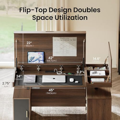 63" L Shaped Executive Standing Desk with 5-Drawer File Cabinet, view 6