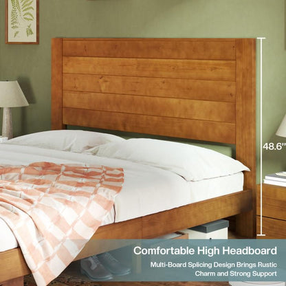 King Size Farmhouse Solid Wood Bed Frame with Storage Platform, view 4
