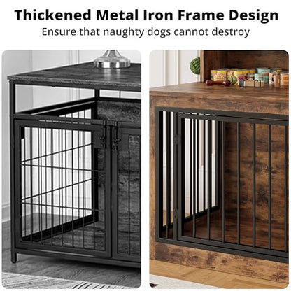 33.4" Small Dog Crate Furniture with Storage Hooks, view 7