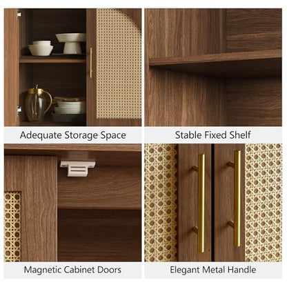 31.7" Sideboard Buffet Cabinet with Storage, Natural Walnut, view 5