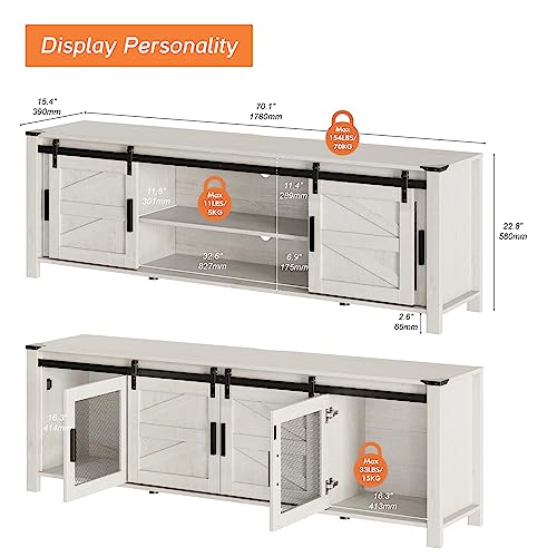 Farmhouse TV Stand for 75" TV, Antique White, view 3
